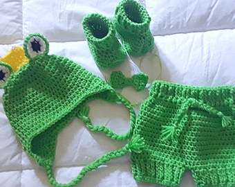 Crochet Frog Newborn Halloween Costume – Lime Green Baby Outfit