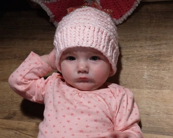Handmade Easter bunny beanie, Bunny ears hat, Flop ears bunny cap, Photo prop, Baby or child's bunny hat