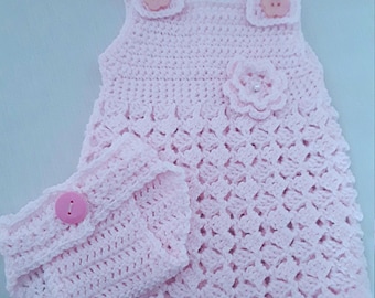 Crochet Baby Sundress Set – Handmade Pink Outfit, Easter Photo Prop
