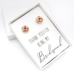 Bridesmaid Thank You Gift, Bridesmaid gifts ideas, Bridesmaid gift box, Bridesmaid proposal, Bridesmaid knot earrings, Bridesmaid jewelry.