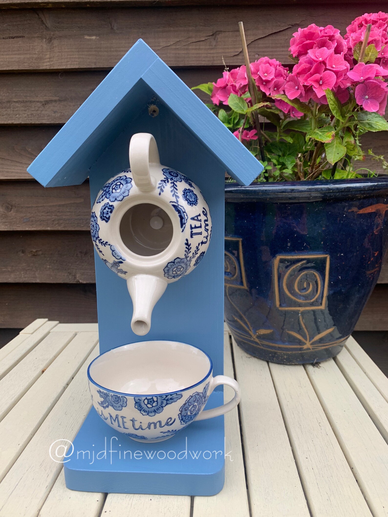 Blue Willow Teapot Bird House and Feeder Etsy UK