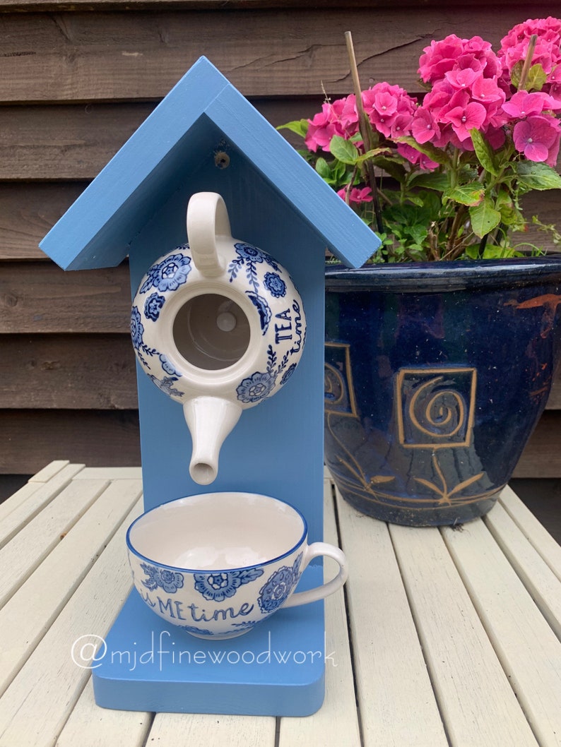 Blue Willow Teapot Bird House and Feeder Etsy UK