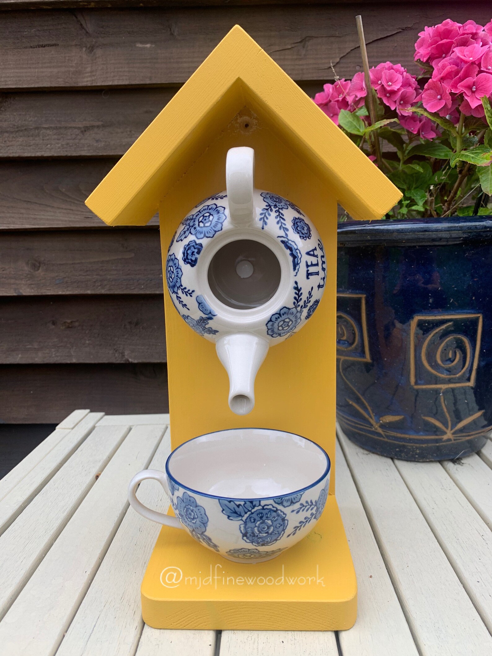 Blue Willow Teapot Bird House and Feeder Etsy UK