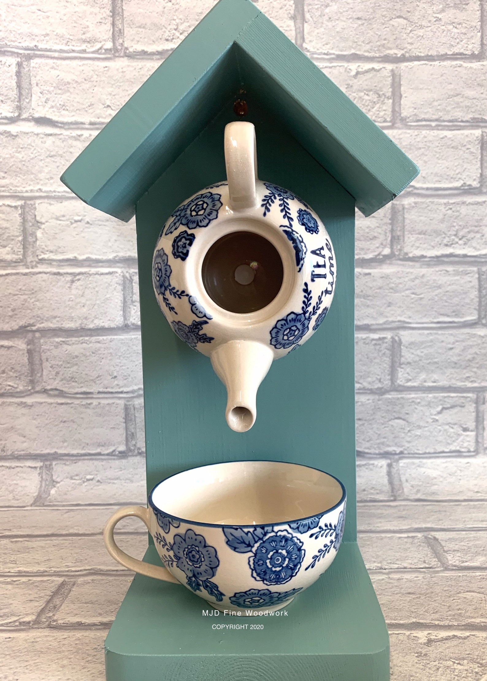 Blue Willow Teapot Bird House and Feeder Etsy UK