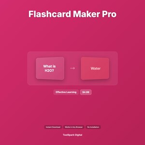 Flashcard Maker Pro - Studiekort med mellanrumsupprepning Import Export, Digital nedladdning