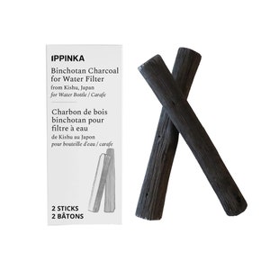 Binchotan Charcoal from Kishu, Japan - Water Purifying Sticks for Great-Tasting Water, 2 Sticks, Each Stick Filters Personal-Sized Bottle