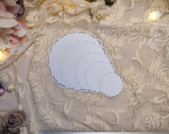Scallop Doily Die Cuts For Scrapbooking, Junk Journal, Cards, Albums, Set Of 5 pieces