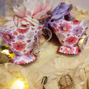 Tasses à thé en papier, lot de 2 tasses décoratives