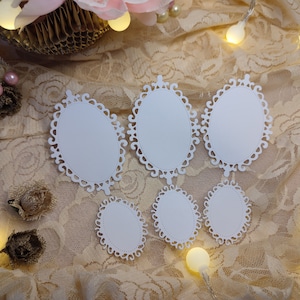 Witte ovale kantuitsparingen voor scrapbooking, rommeldagboek, albums, wenskaarten, set van 6 stuks