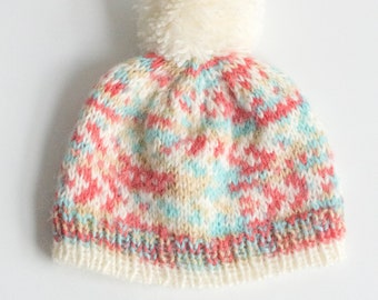 Hand-Knit Toddler Winter Pompom Hat