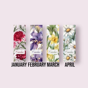 Personalized Birth Month Flower Bookmark, Custom Name Bookmark, Double-sided Book Marker, Reading Gift, Book Lover Gift