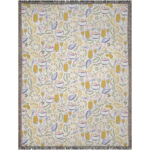 Woven Cotton Italian Food Picnic Blanket: Tomato Girl Summer Decor