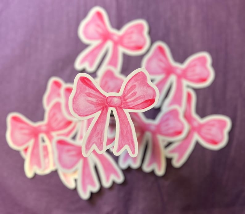Coquette Watercolor Bow Sticker - Etsy