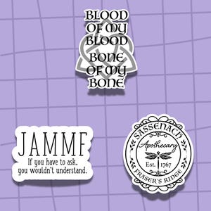 Outlander Inspiriert Sticker Set (21 Stück), Jamie Fraser, La Dame Blanche, Dinna Fash, Frasers Ridge, Sassenach, keltische Symbole, Lallybroch