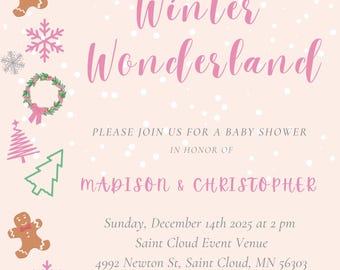 Digital Invitation for Winter Baby Shower