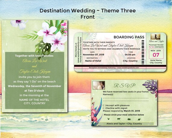 Tropical Birds Boarding Pass Las Vegas Costa Etsy