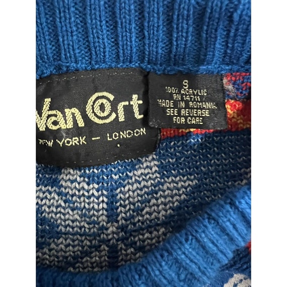 Vtg  80s Van Cort Sweater Men Unisex Small Multic… - image 7
