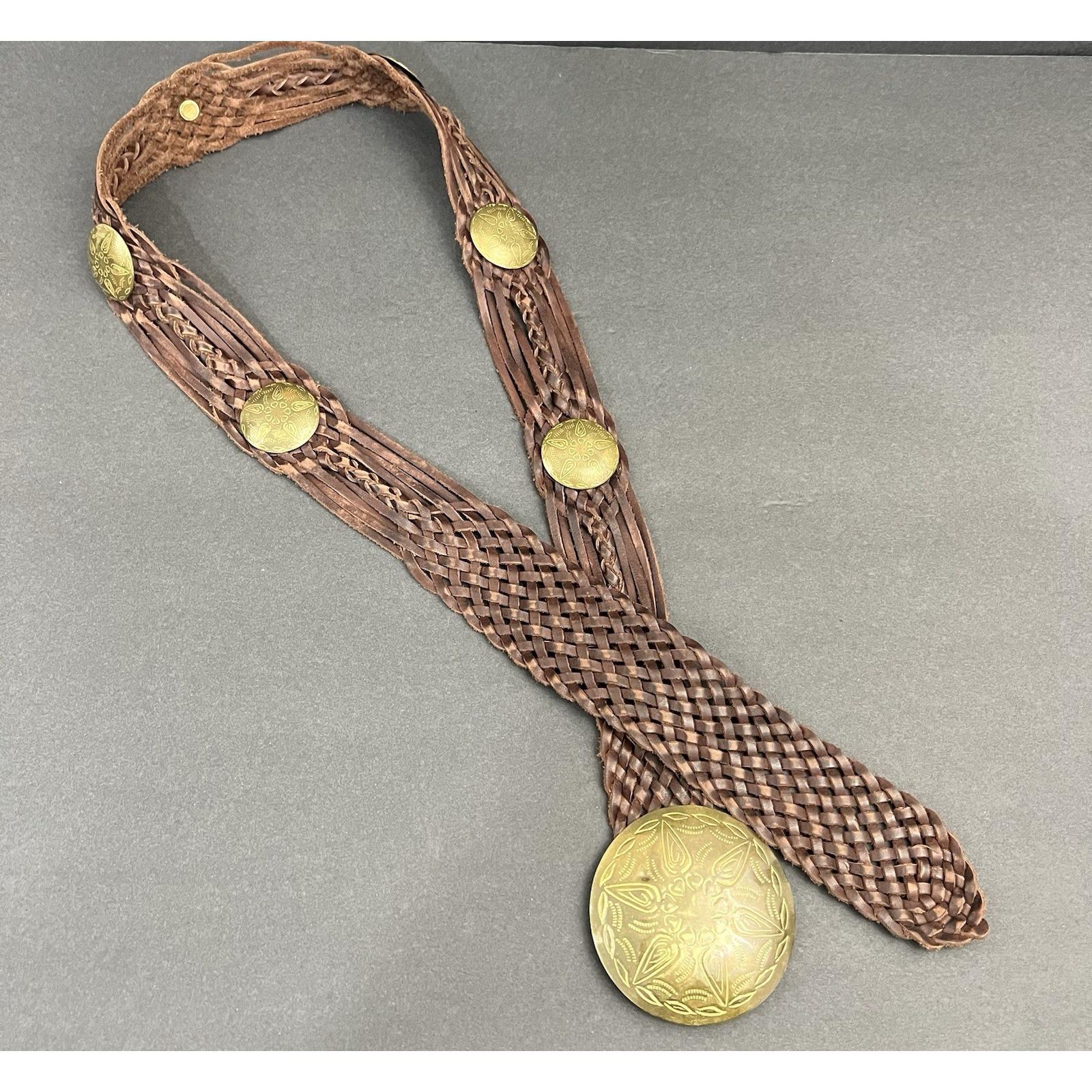 Vintage Wide Metal Textured Medallion Belt Size S/M (36\
