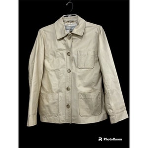 Vintage 90s Y2K Gap Leather Jacket Women Sz Small Cream Beige Button Front