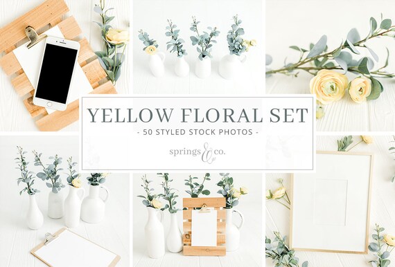 Yellow Floral Stock Photo Bundle Yellow Floral Styled Stock