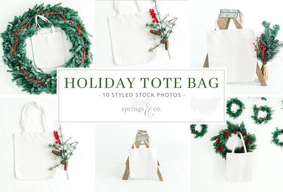 Holiday Tote Bag Stock Photo Bundle Holiday Styled Stock