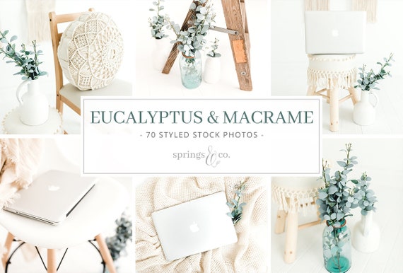 Eucalyptus And Macrame Styled Stock Photos Greenery Macrame Social
