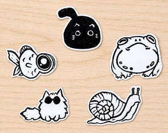 Linoprint Animal Sticker Pack | Handmade Stickers