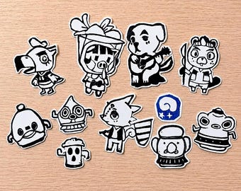 Linoprint Large Animal Crossing Sticker Pack | Handmade Stickers