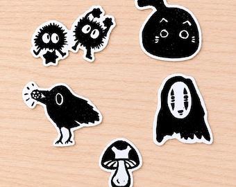 Linoprint Dark/Witchy Sticker Pack | Handmade Stickers