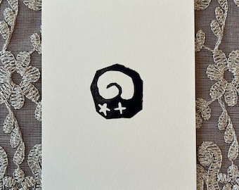 Mini impresión en linóleo de Fossil — Inspirada en Animal Crossing — Arte mural de 3x4