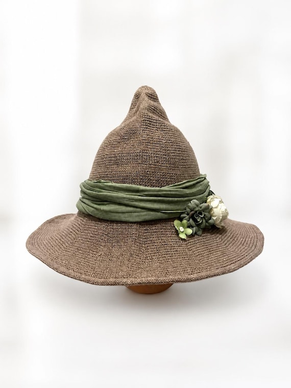 Forest Witch Hat, Green Floral Fantasy, Woodland Fairycore Accessory