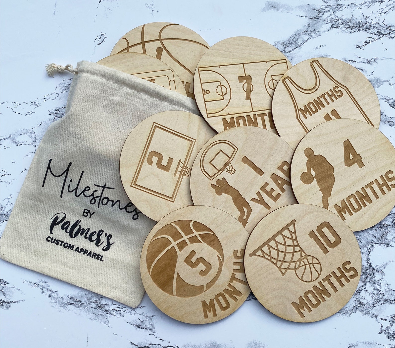 Basketball Milestone Cards Baby Milestones Wooden Etsy