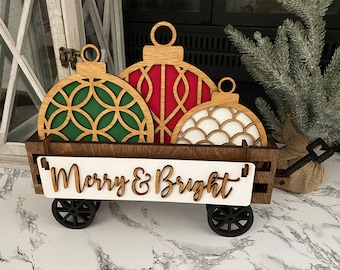 Wagon Shelf Sitter, Christmas Decor, Christmas Wagon Decor, Rustic Decor, Mantel Decor, Interchangeable Decor, Wagon Decor