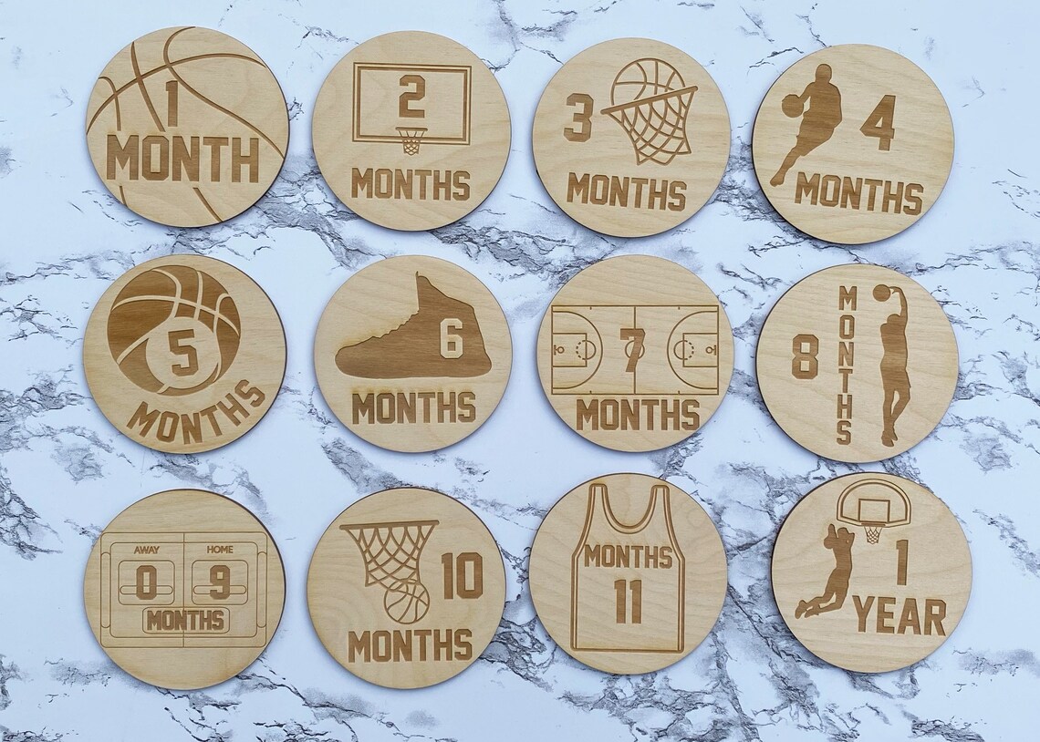 Basketball Milestone Cards Baby Milestones Wooden Etsy
