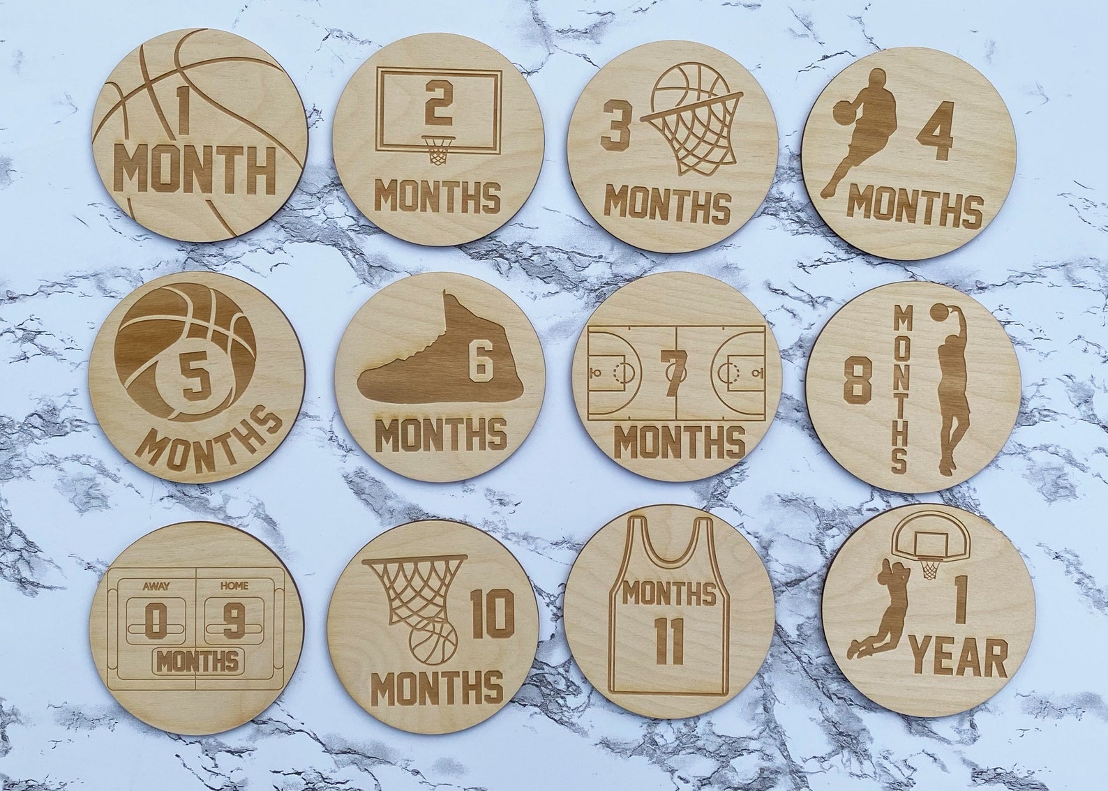 Basketball Milestone Cards Baby Milestones Wooden Etsy