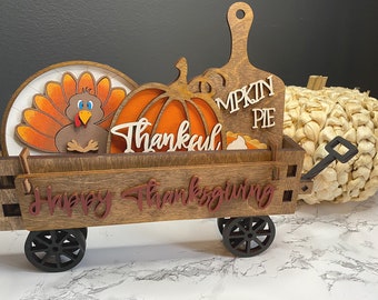 Wagon Shelf Sitter, Thanksgiving Decor, Thanksgiving Wagon Decor, Rustic Decor, Mantel Decor, Interchangeable Decor, Wagon Decor