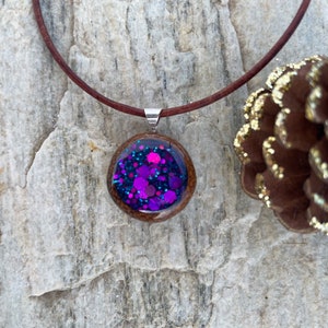 Amulette de gland - Rose et Bleu - Collier de gland