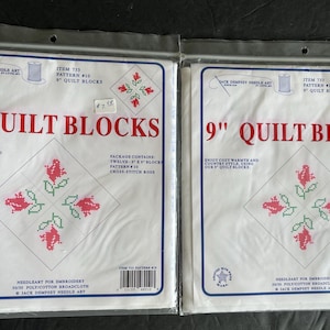 2 Pkg Jack Dempsey Needle Art 9&quot; Quilt Block Kits Cross Stitch Rose 24 Total Block New in Package