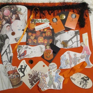 Vintage Halloween 30 Piece Creative Inspiration Ephemera Kit Bundle Junk Journal Paper Crafting Scrapbooking Collage Mixed Media