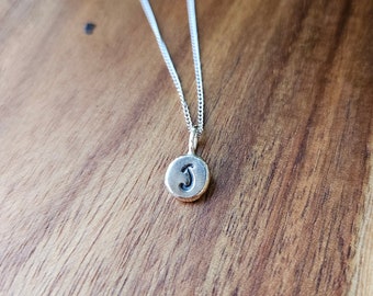 Recycled Sterling Silver Initial Pendant Necklace: Hand Stamped Monogram