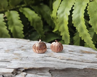 Pendientes de calabaza de cobre: pendientes de Halloween, otoño, Acción de Gracias