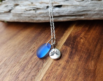 Recycled Sea Glass Sterling Silver Pendant: Minimalist Beach Necklace