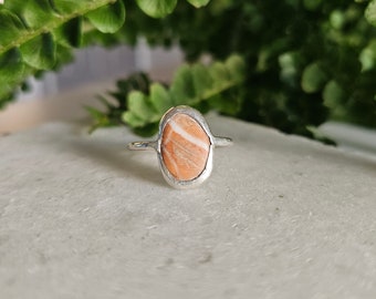 Natural Beach Stone Ring: Sterling Silver .925, Size US 5