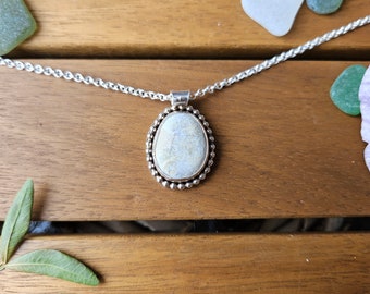 Flint Beach Stone Necklace: Recycled Sterling Silver Pebble Pendant