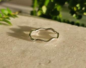 Sterling Silver Wave Stacker Ring: Minimalist Beach Jewelry