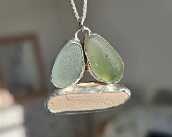 Sterling Silver Seaglass Sailboat Necklace: Beach Jewelry Gift
