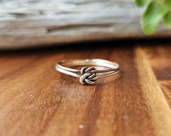 Sterling Silver True Love Knot Ring: Mixed Metal Sailor Ring