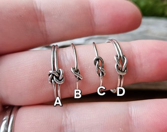 Sterling Silver Tied Knot Ring: Minimalist Sailor Knot Stacker