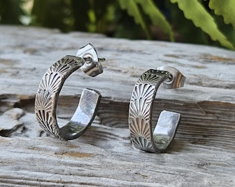 Seashell Sterling Silver Mini Hoop Earrings: Recycled Silver