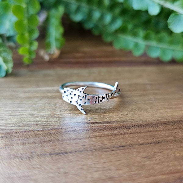 Whale Shark Ring, .925 Sterling Silver, Sea creature ring, beach jewelry, ocean birthday gift, mermaid ring, statement ring, whimsical gift